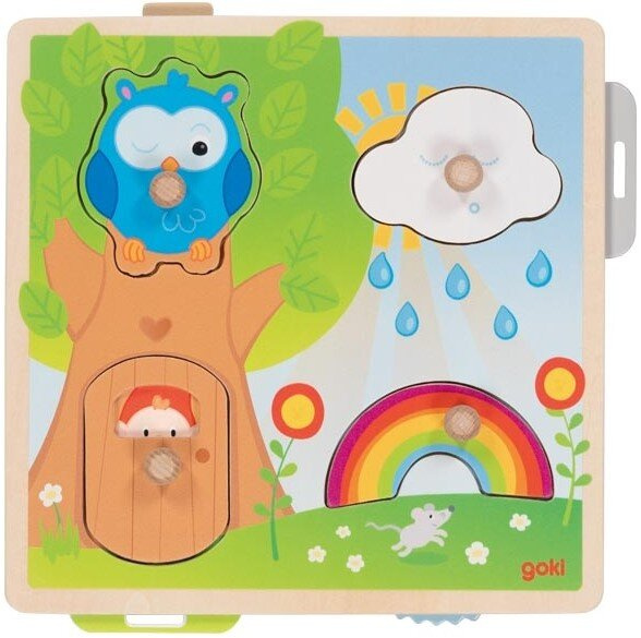 Drewniana układanka interaktywna dla dzieci pogoda Goki