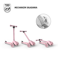 SCOOTANDRIDE Highwaykick 3S Hulajnoga z systemem sterowania 2w1 i kółkami LED składana 3+ Rose