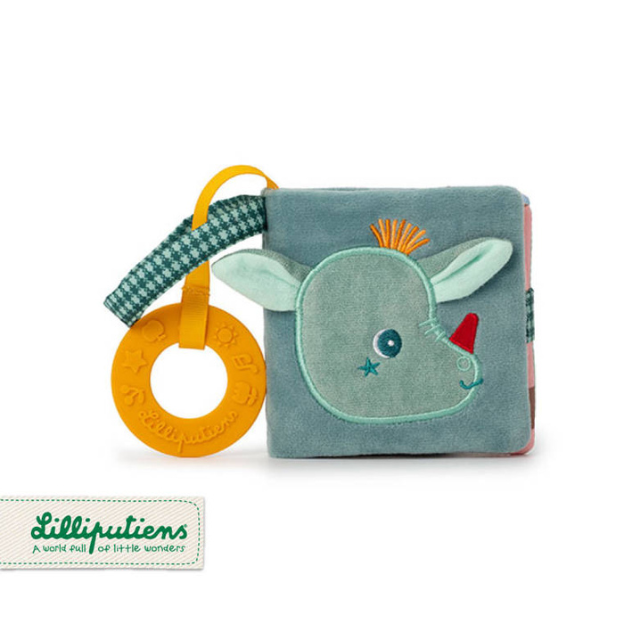 Materiałowa edukacyjna książeczka z mini gryzakiem Smok Joe LILLIPUTIENS