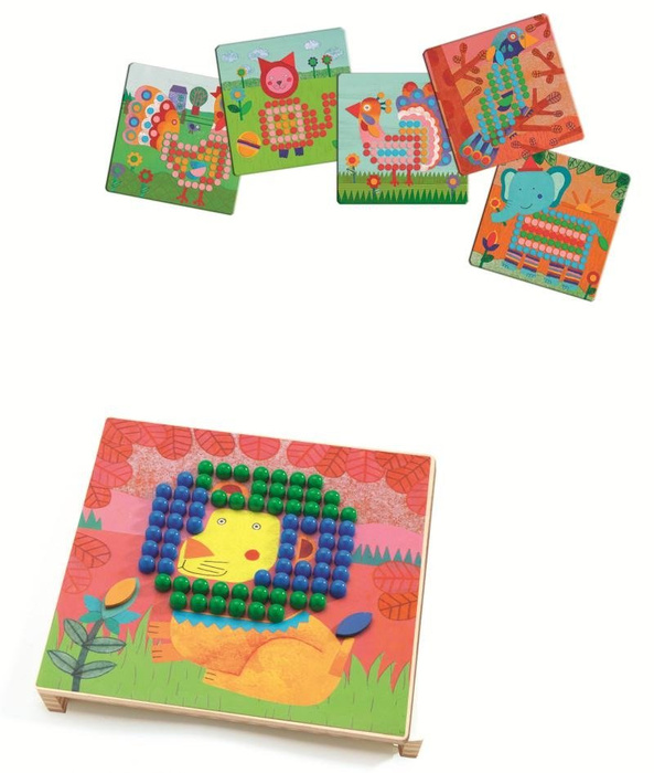 Układanka drewniana, mozaika. Bajeczne zwierzęta, DJECO