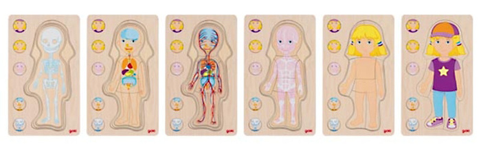 Drewniana układanka Dziewczynka - anatomia ciała Goki