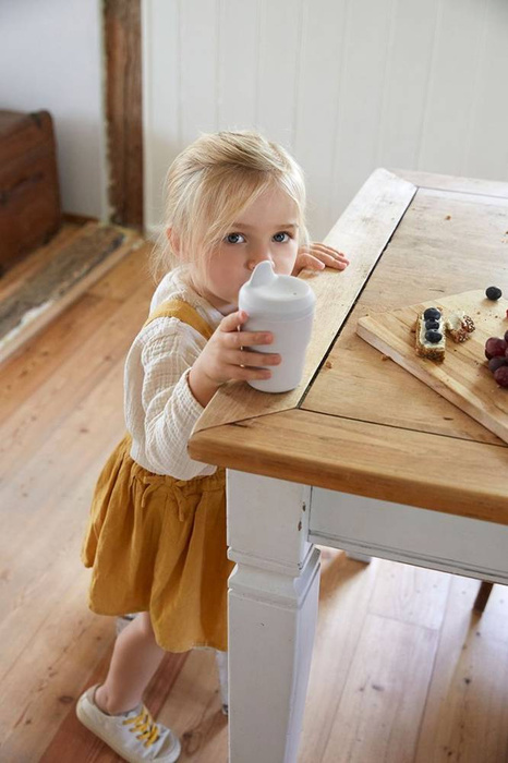 Kubek z silikonową pokrywką z dziubkiem Little Chums Kot Lassig