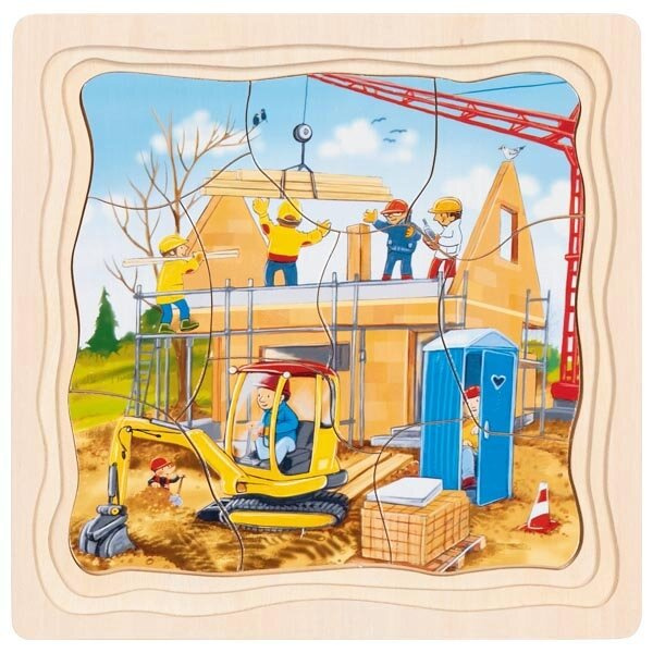 Edukacyjna układanka drewniana puzzle Budujemy dom Goki