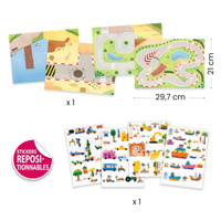 Zestaw naklejek dla dzieci wielokrotnego użytku Pojazdy Djeco