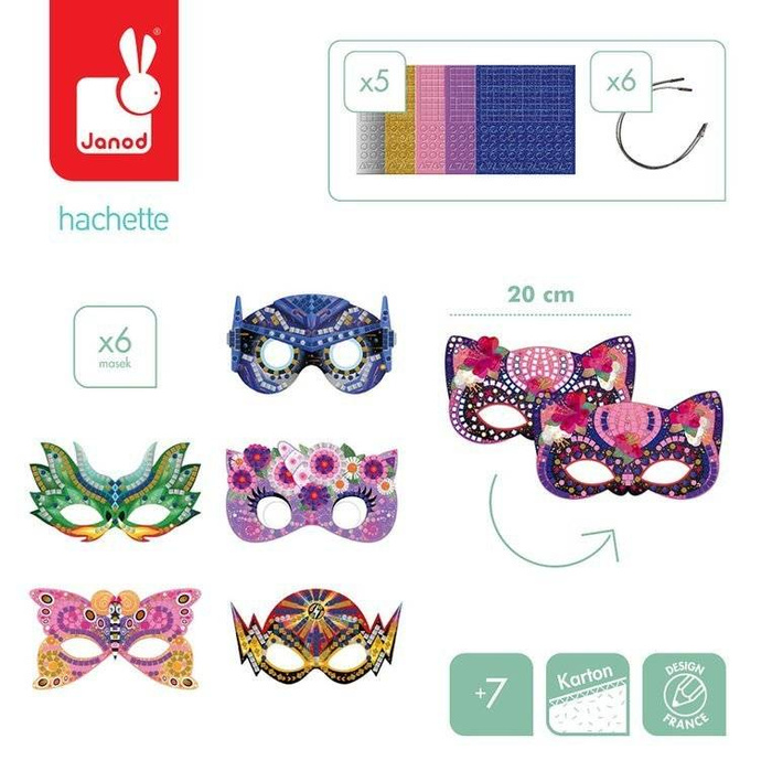 Zestaw kreatywny dla dzieci Mozaika Maski 7+ Janod