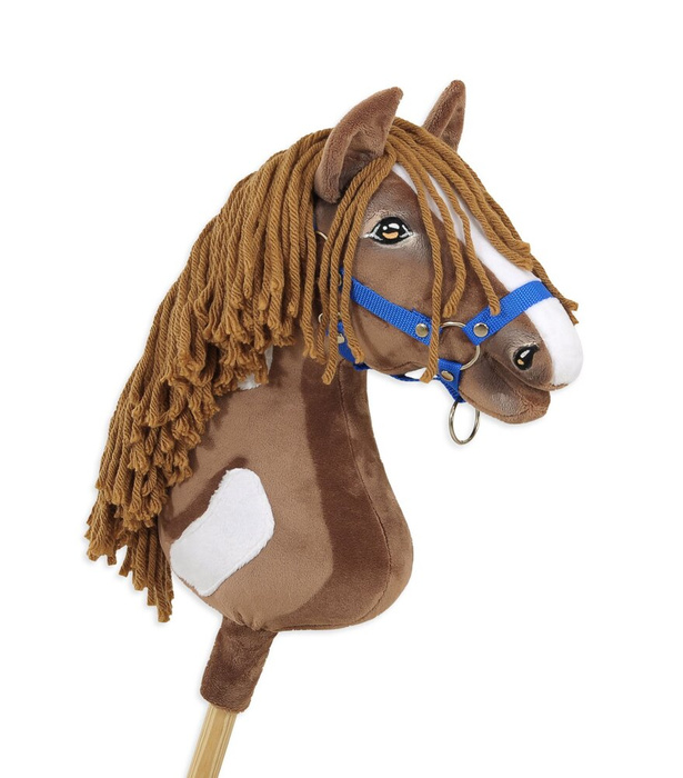 Brązowy koń na kiju z gęstą grzywą Premium Super Hobby Horse