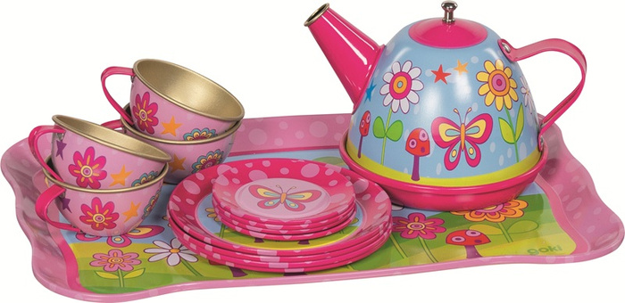 Serwis herbaciany z filiżankami i talerzykami do zabawy dla dzieci Goki