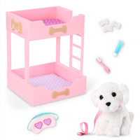 Różowe łóżko piętrowe z pieskiem i akcesoriami Puppy Dreams Bunk Bed Our Generation
