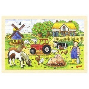 Puzzle drewniane. Farma, 24 elementy, goki