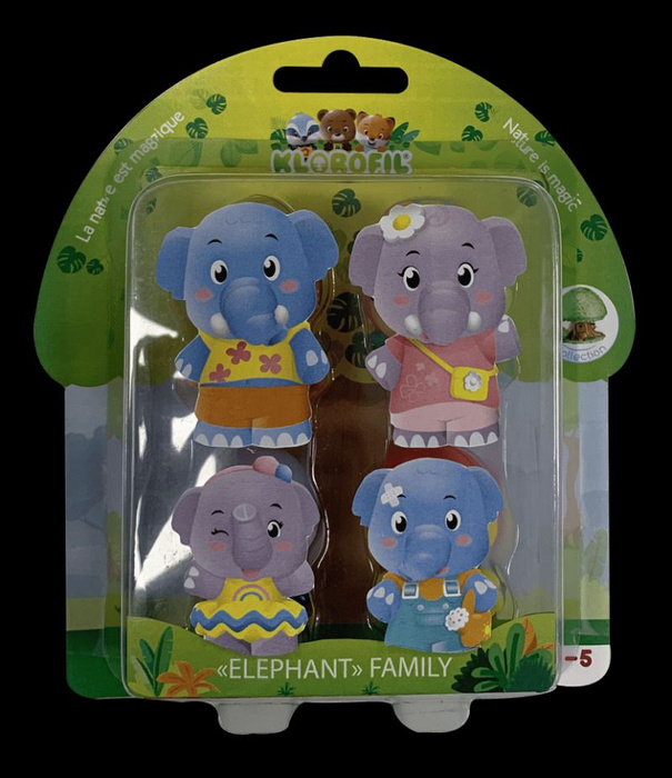 Rodzina 4 Słoni figurki zwierząt Klorofil