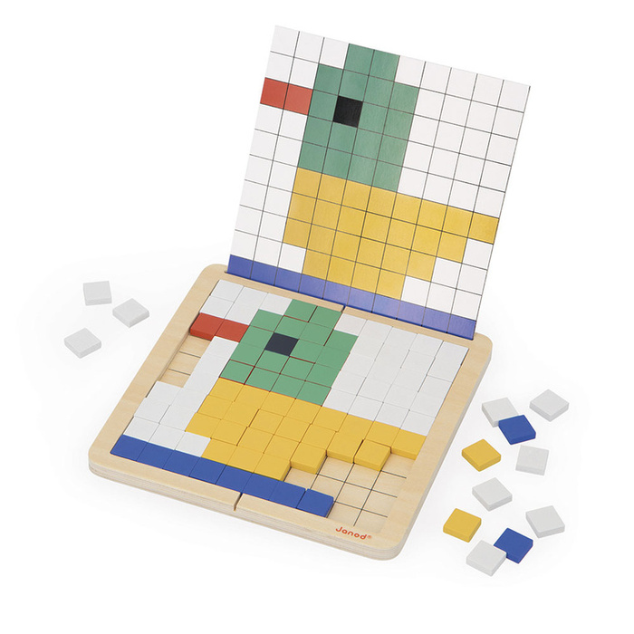 Układanka dla dzieci 4w1 Symetria kodowanie mozaika i piksele Janod