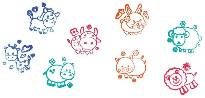 Pieczątki samotuszujące Kolorowe Zwierzaki Goki