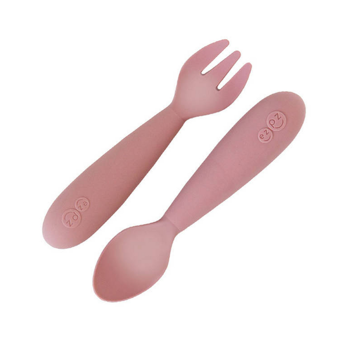 Komplet silikonowych sztućców Mini Utensils pastelowy róż EZPZ