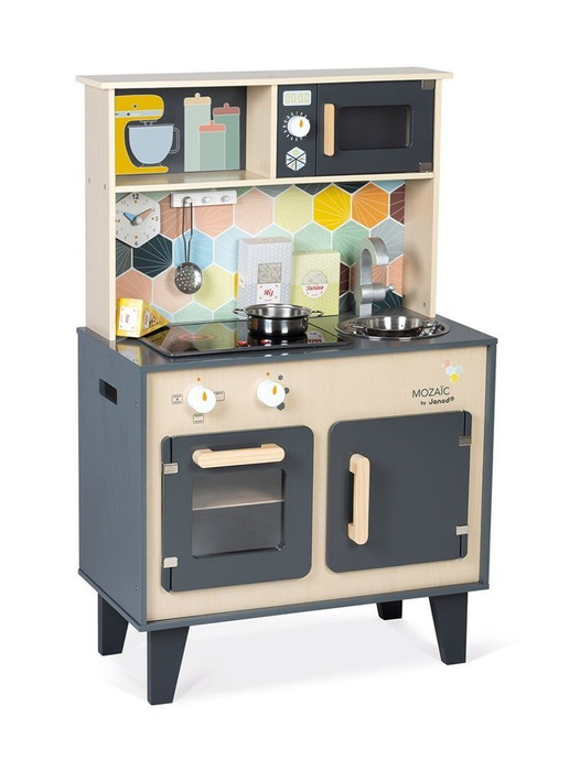 Duża drewniana kuchnia z dźwiękiem, światłem LED i 6 akcesoriami Mozaika 3-8 lat Janod
