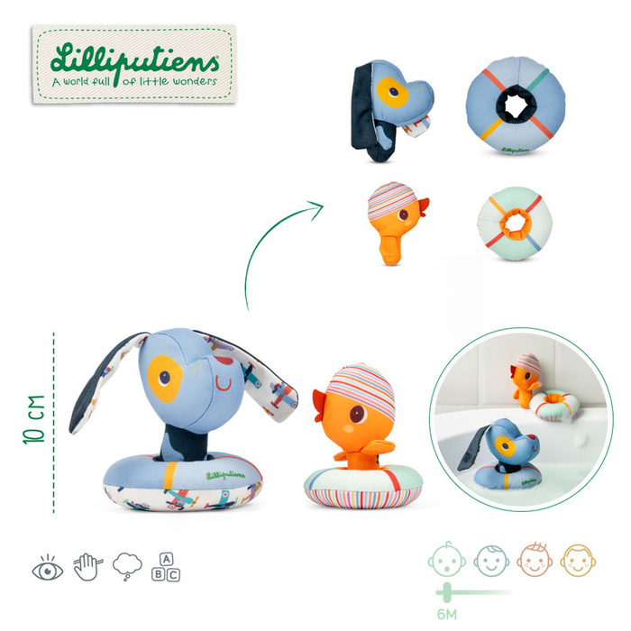 Zestaw przytulanek do wanny Lilliputiens Piesek Jules i Kaczorek Gaspard