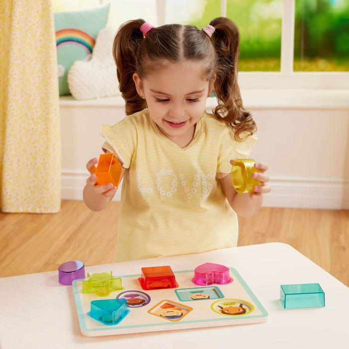 Drewniana układanka terapeutyczna dla dzieci kształty i emocje Peek & Explore – Shapes & Emotions B.Toys