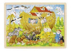 Puzzle drewniane. Historia Arki Noego, 96 elementów, goki