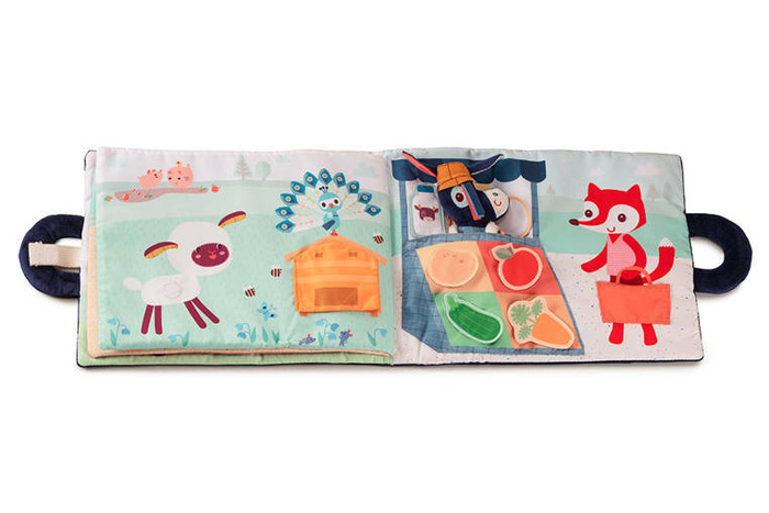 Materiałowa edukacyjna książeczka z mini przytulanką Osiołek Ignace Lilliputiens