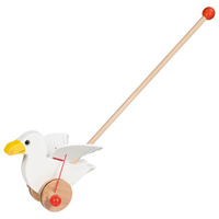 Drewniana zabawka do pchania na kiju mewa Goki