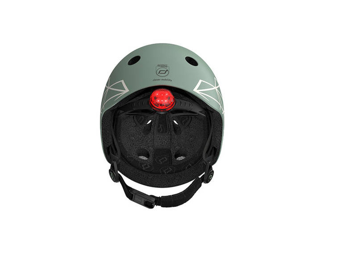 SCOOTANDRIDE Dziecięcy kask XXS-S 1-5 lat światło LED magnetyczne zapięcie Green Lines