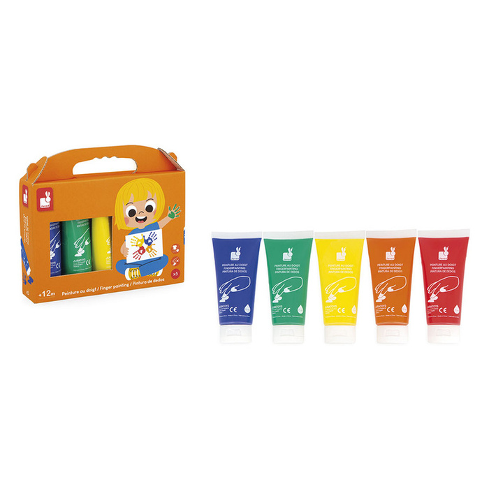 Farbki do malowania rękami 5 kolorów Janod