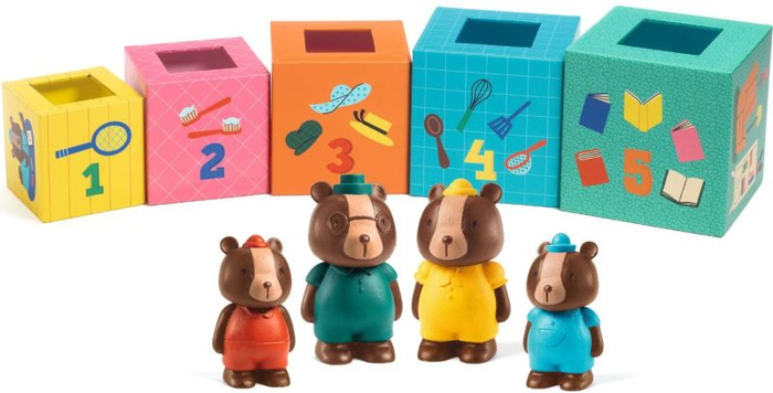 Kostki kartonowe do układania klocki misie TopaniHouse Djeco