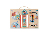 Drewniana tablica manipulacyjna walizka Ubranie na każdą pogodę Lisiczka Alice Lilliputiens