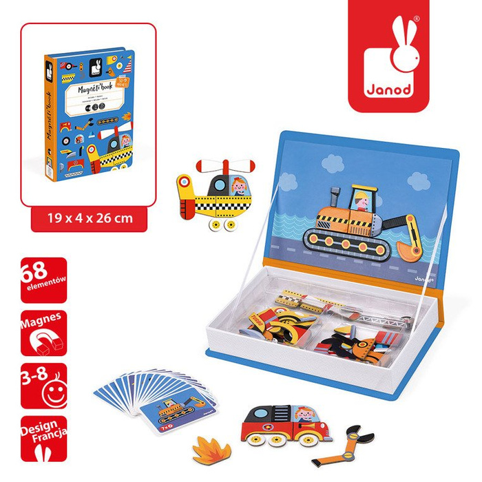 Magnetyczna układanka Pojazdy Magnetibook kolekcja 2018, Janod