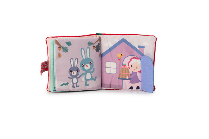 Materiałowa edukacyjna książeczka z mini gryzakiem Czerwony Kapturek LILLIPUTIENS