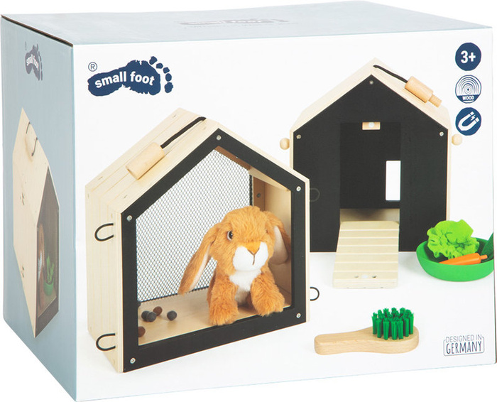Pluszowy królik w drewnianym domku z wybiegiem Small Foot