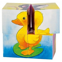 Klocki drewniane, sześcienne dla najmłodszych. Zwierzątka, goki