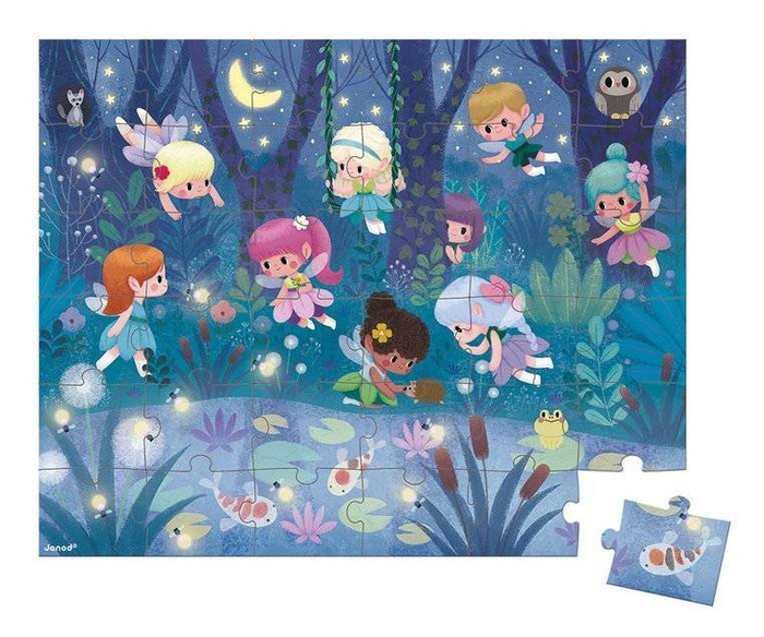 Puzzle w walizce Wróżki i lilie wodne 36 el. Janod