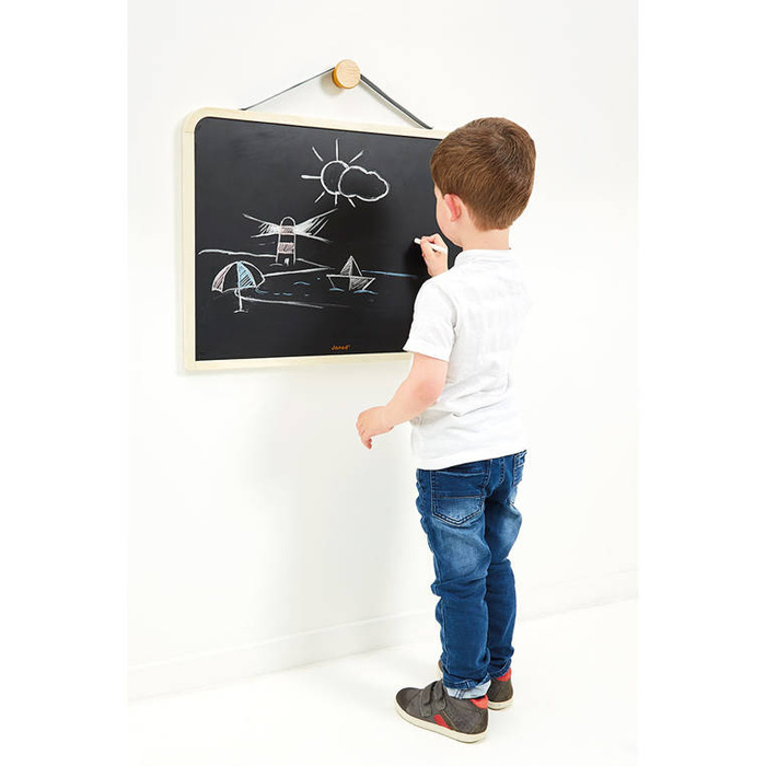 Drewniana tablica dwustronna ścienna z akcesoriami magnetyczna Janod