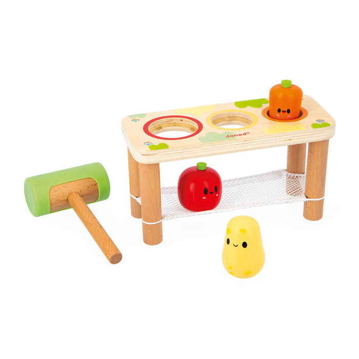 Gra przebijanka z młotkiem drewniana Warzywa Farma Janod