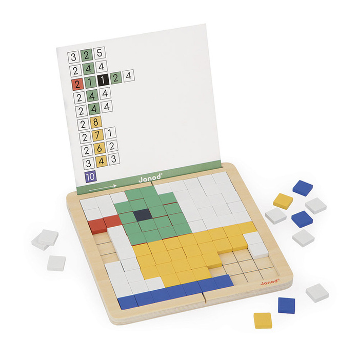 Układanka dla dzieci 4w1 Symetria kodowanie mozaika i piksele Janod