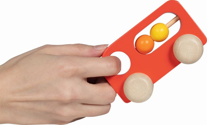 Komplet 4 drewnianych autek dla dzieci z instrumentami muzycznymi Goki