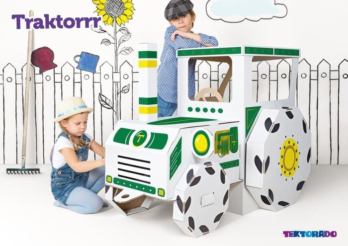 Zabawki z tektury Tektorado Traktor z naklejkami zieleń