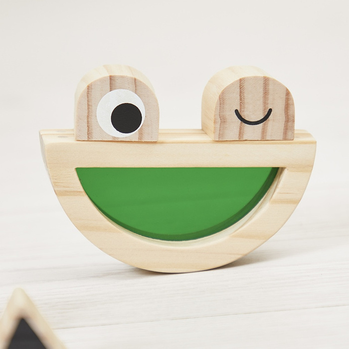 Sensoryczne klocki drewniane dla dzieci przeźroczyste kolorowe Janod