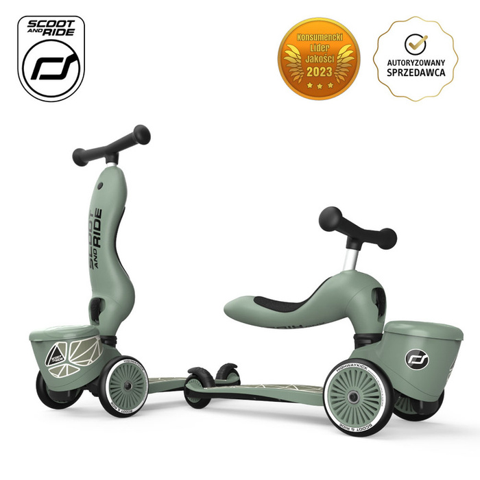 Jeździk i hulajnoga 2 w 1 zamykany schowek zielona linia Highwaykick 1 Lifestyle Scoot & Ride