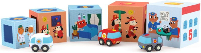 Klocki tekturowe dla najmłodszych TopaniCar Djeco