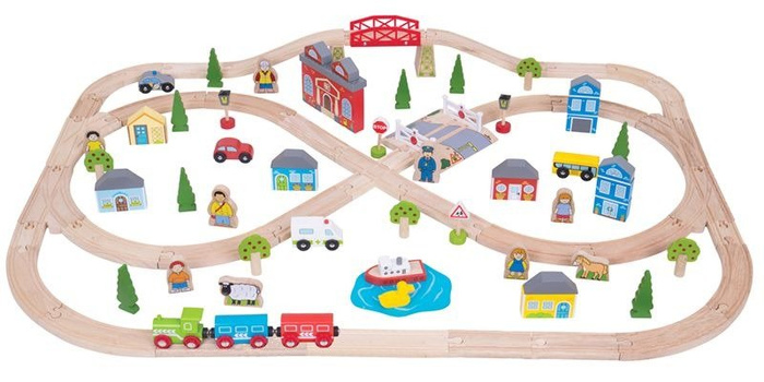 Kolejka drewniana, 101 elementów. W mieście, Bigjigs Rail
