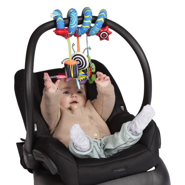 Zabawki edukacyjne dla niemowląt. Spirala na łóżeczko, Whoozit, Manhattan Toy