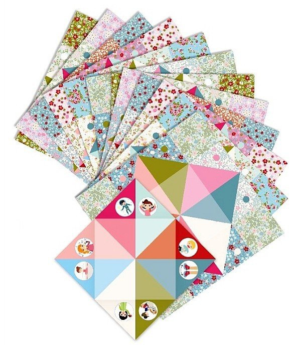 Zestaw papierów do origami z naklejkami. Wyzwanie, Djeco