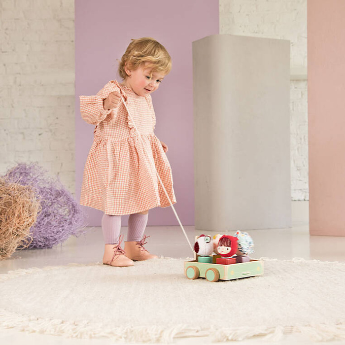 Drewniany wózek do ciągnięcia Wilk Louis LILLIPUTIENS