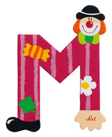 Drewniana literka. Klaun "M", Sevi