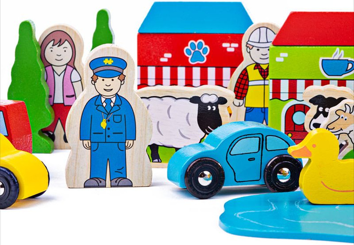 Zestaw do rozbudowy kolejki dla dzieci drewniany Bigjigs Rail