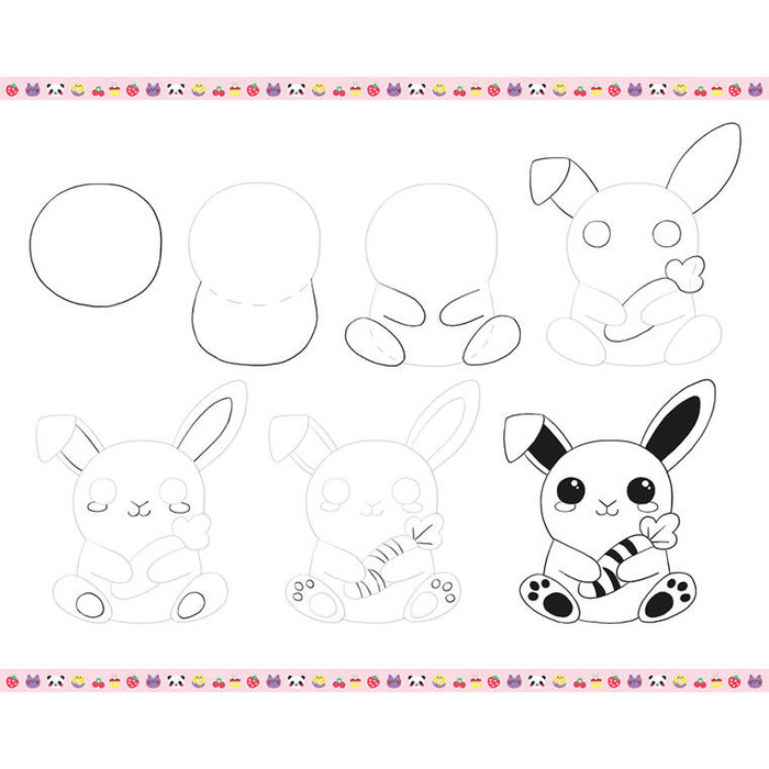 Zestaw kreatywny dla dzieci Rysowanie krok po kroku Modele kawaii Janod