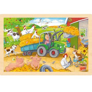  Puzzle drewniane dla dzieci Traktor na wsi 24 el. Goki