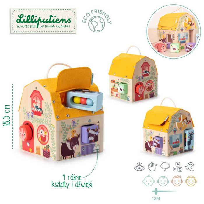 Drewniany domek dźwiękowy aktywizujący Farma Lilliputiens