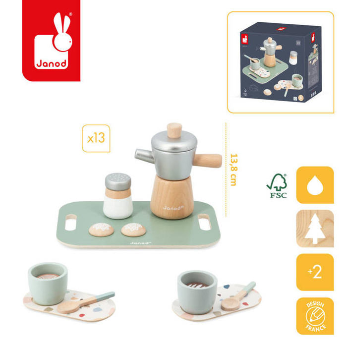 Drewniany zestaw do parzenia kawy Kawa po włosku Janod